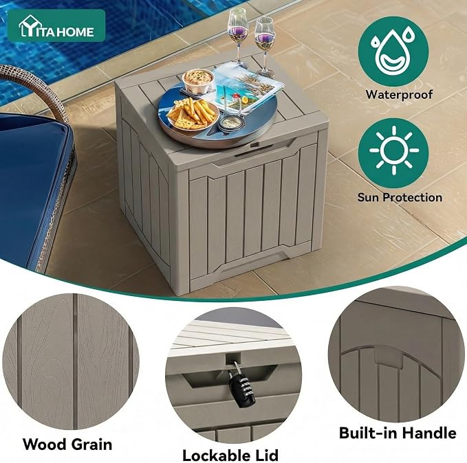 YITAHOME 31 Gallon Resin Deck Box Outdoor Storage Box and Waterproof Package - Image 4