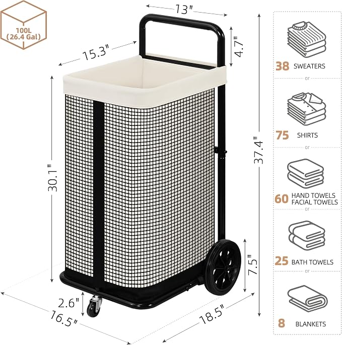 STORAGE MANIAC Rolling Laundry Cart - Image 2