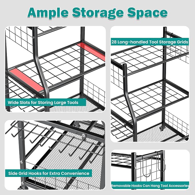 EVERHANGER Garden Tool Organizer Stand, Garage Tool Storage Organization - Image 3
