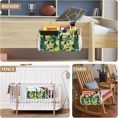 White and Blue Striped Lemons Bedside Caddy - Image 8