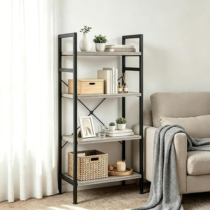 HealSmart 4 Tier Bookshelf, Free Standing Book Shelf Home Office Bookcase Shelf - Image 6