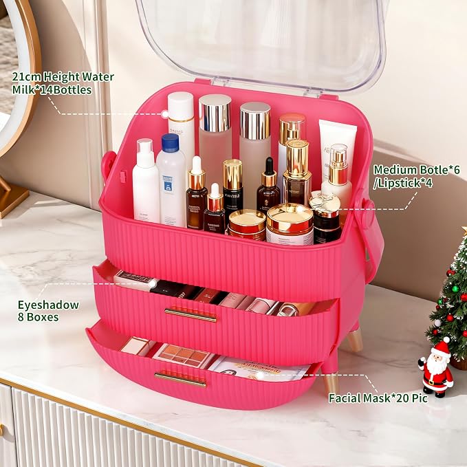 MASSY Egg Shape Makeup Storage Box, Countertop Portable Vanity Cosmetics - Image 2