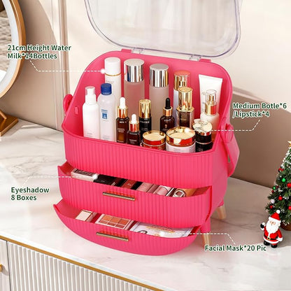 MASSY Egg Shape Makeup Storage Box, Countertop Portable Vanity Cosmetics - Image 2