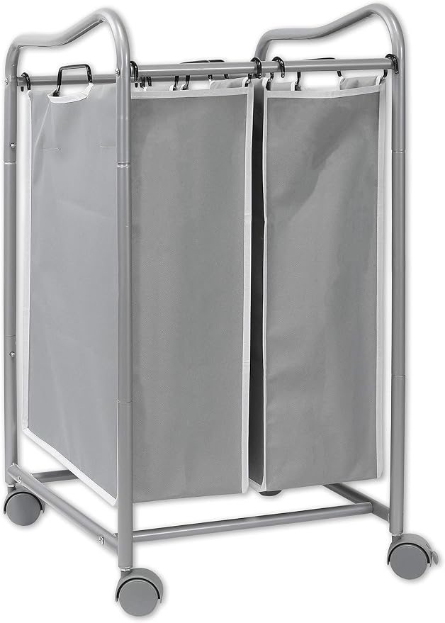 Simple Houseware 2-Bag Heavy Duty Rolling Laundry Sorter Cart - Image 5