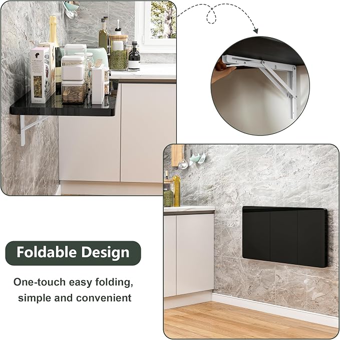 Clikuutory Wall Mounted High Gloss Folding Table, Wall Desk Fold Down - Image 5
