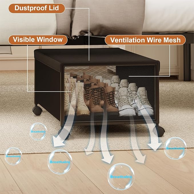 2 Pack Under the Bed Storage Containers, 12 inch Height Under Bed Shoe Storage - Image 5