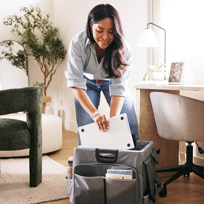 Mobile Utility Cart with Storage Organizer Bag, Rolling Cart, Dark Grey/Grey - Image 9