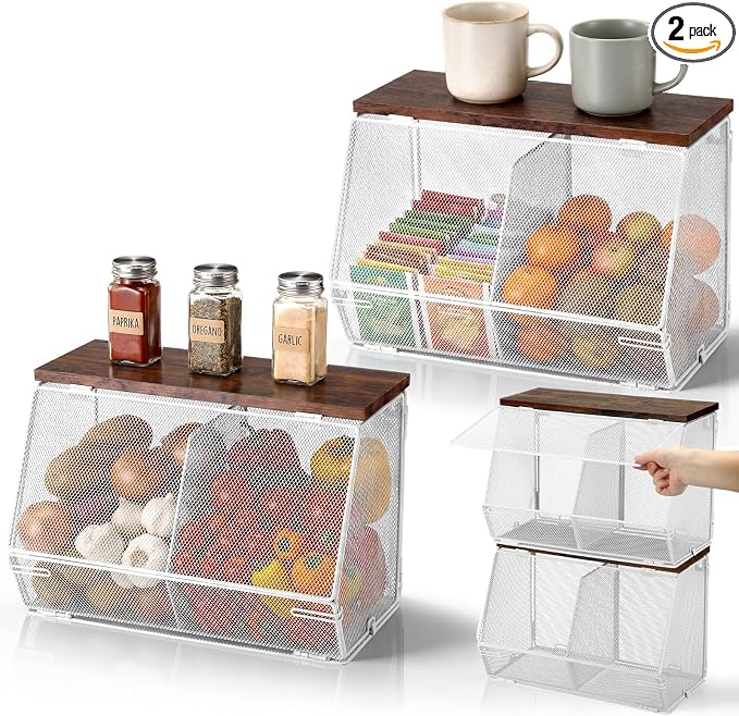 Teenyyou 2 Pcs Stackable Mesh Fruit Basket by Teenyyou