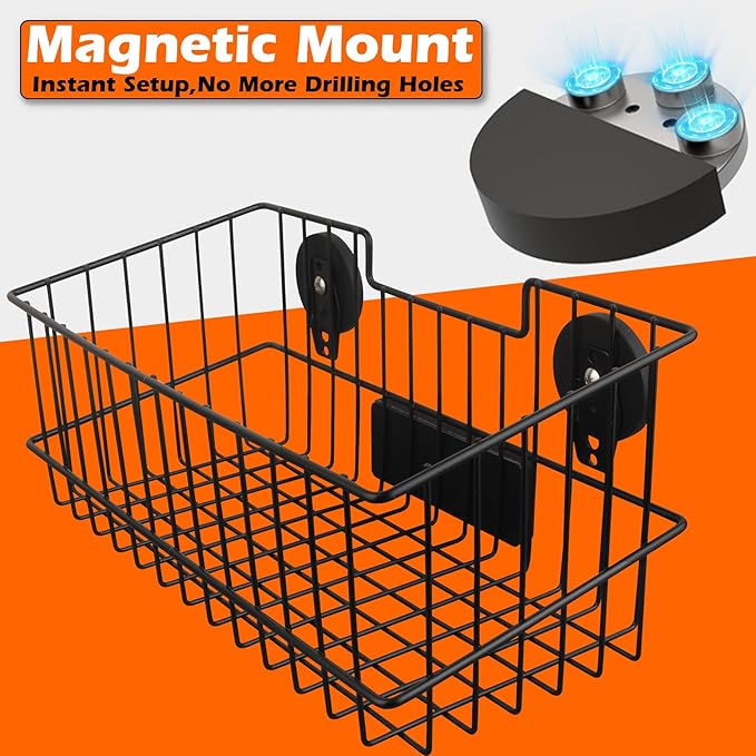 MUTUACTOR Heavy Duty Metal Wire Baskets, Magnetic Mount Hanging Wall Basket - Image 3