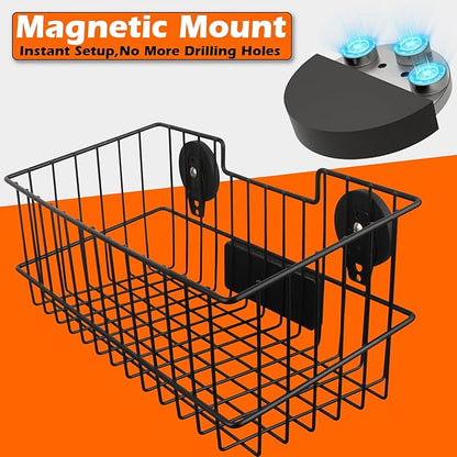 MUTUACTOR Heavy Duty Metal Wire Baskets, Magnetic Mount Hanging Wall Basket - Image 3