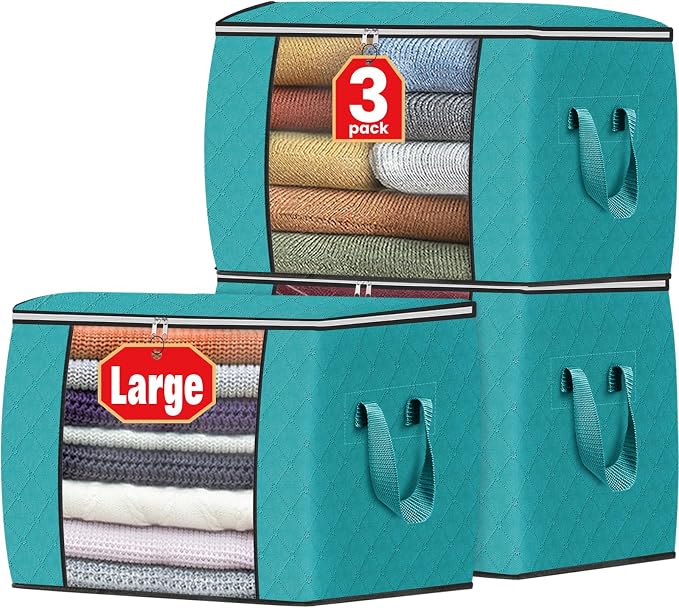 Fab totes 24 Gallons Clothes Storage, Foldable Thick Fabric Blanket Storage Bags by Fabtotes
