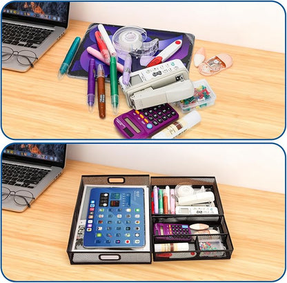 Noamus 3 Pack Office Drawer Organizer, Desk Drawer Divider Tray, Metal Mesh - Image 4