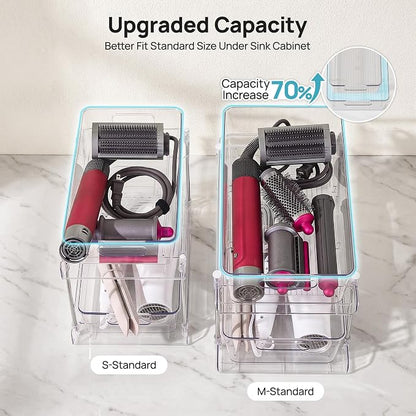 Vtopmart 2 Pack Larger Plastic Bathroom Under Sink Pull-Out Organizer - Image 3