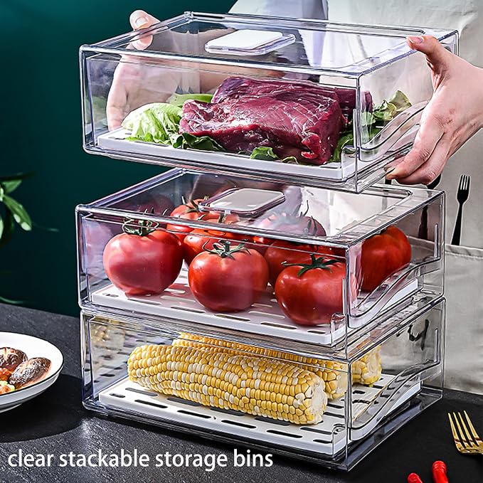 Diskary Fridge Organizer, Stackable Refrigerator Organizer Bins, Reusable Food - Image 5