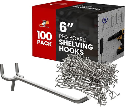 100 Pack PEG Board Pegboard Shelving Hooks 6" Length Wholesale Lot by FactorDuty