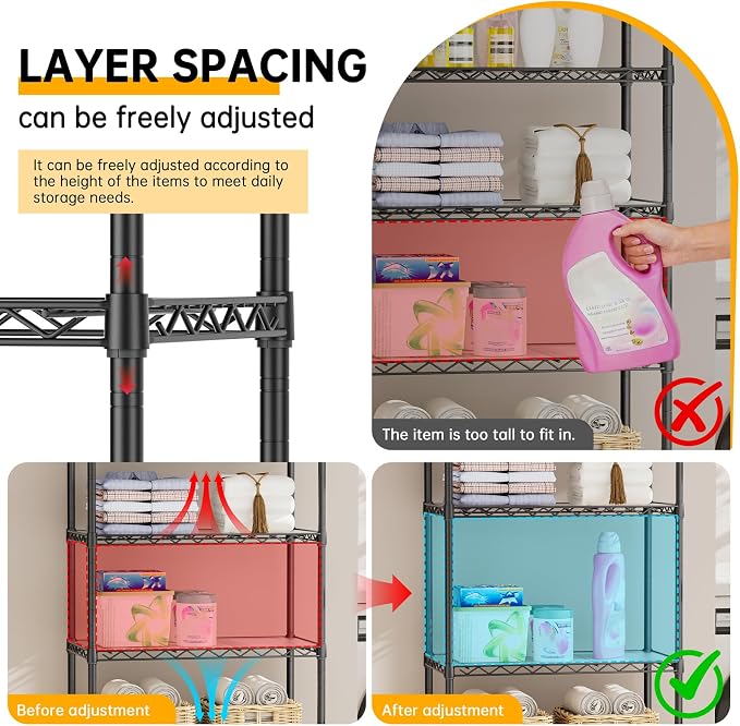 SINGAYE Shelf Closet Wire Shelving：Adjustable Metal Unit - Image 6