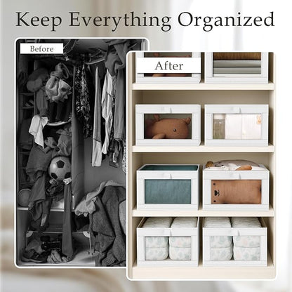 Criusia 6 Pack Linen Closet Organizers and Storage, Large Linen Closet Baskets - Image 2