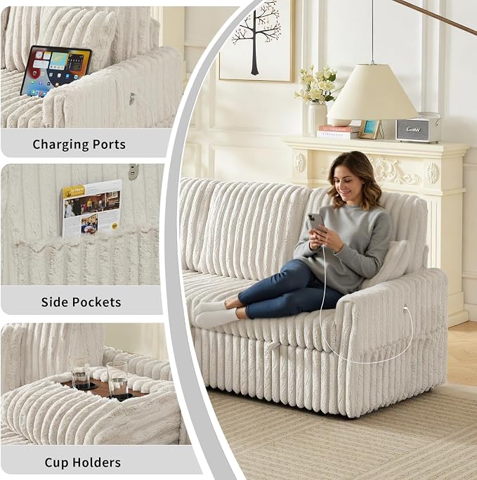 KCGKCG Sleeper Sofa Bed, 81” Pull Out Couch Bed, 3 in 1 L-Shaped Couch - Image 5
