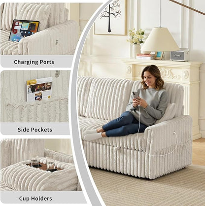 KCGKCG Sleeper Sofa Bed, 81” Pull Out Couch Bed, 3 in 1 L-Shaped Couch - Image 5