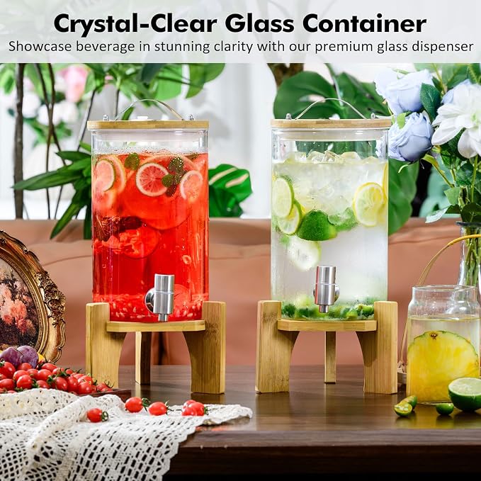 1.2 Gallon Large Glass Drink Dispenser - Image 2
