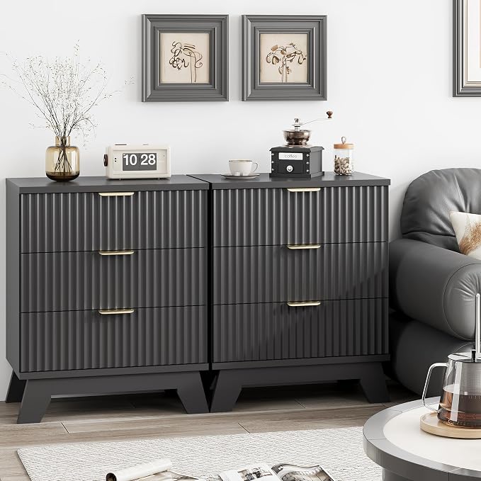 Fluted Nightstand, Mid Century Modern Wood Night Stand - Image 7