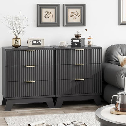 Fluted Nightstand, Mid Century Modern Wood Night Stand - Image 7