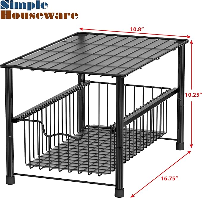 SimpleHouseware Stackable Under Sink Cabinet Sliding Basket Organizer Drawer - Image 2