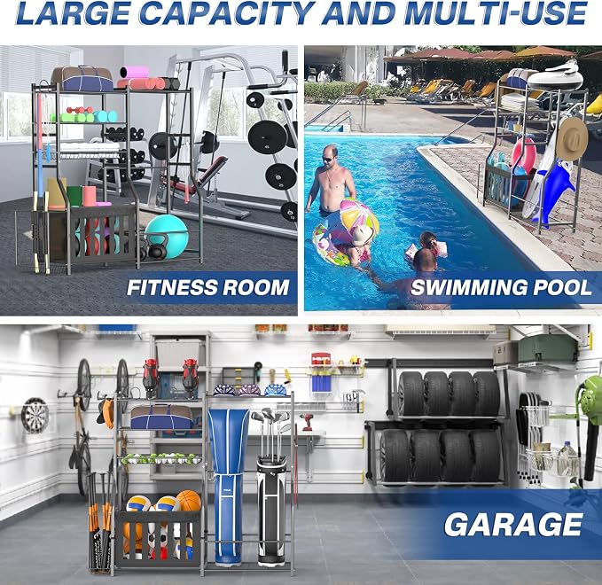 Garage Sports Equipment Organizer, Strong Load Bearing Golf Bag Organizer - Image 4