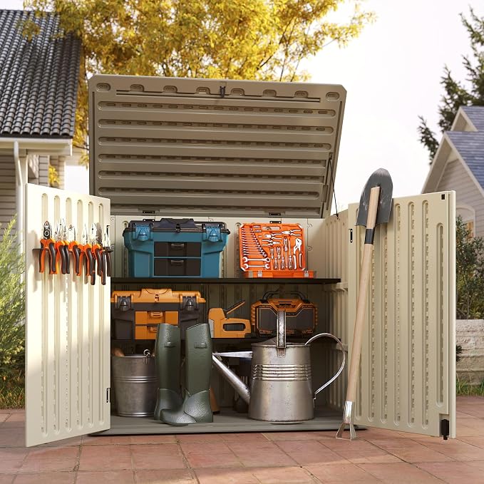 EHHLY Horizontal Resin Storage Shed, 47 Cuft Garden Tool Sheds & Outdoor Storage - Image 4