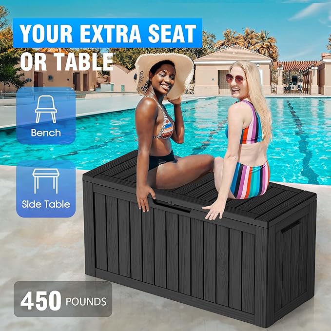 80 Gallon Outdoor Deck Box, Storage Lockable Waterproof Patio Furniture - Image 5