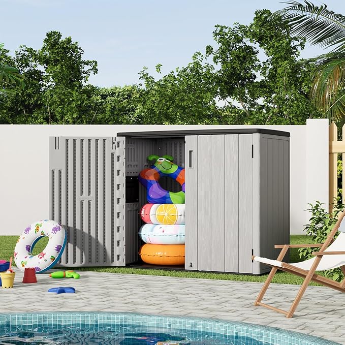 KINYING Outdoor Horizontal Storage Sheds, 37 Cu.ft Outdoor Storage Cabinet - Image 6
