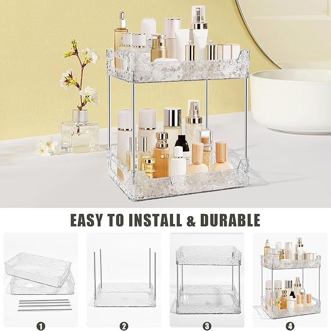 2-Tier Bathroom Counter Organizer Countertop Storage, Dresser Organizer Vanity - Image 5
