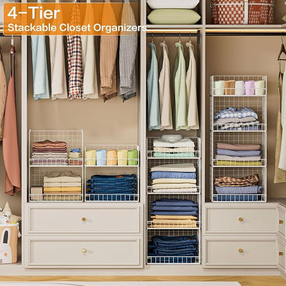 Yociyoga 4 Tier Stackable Closet Organizers and Storage Shelves, Foldable - Image 2