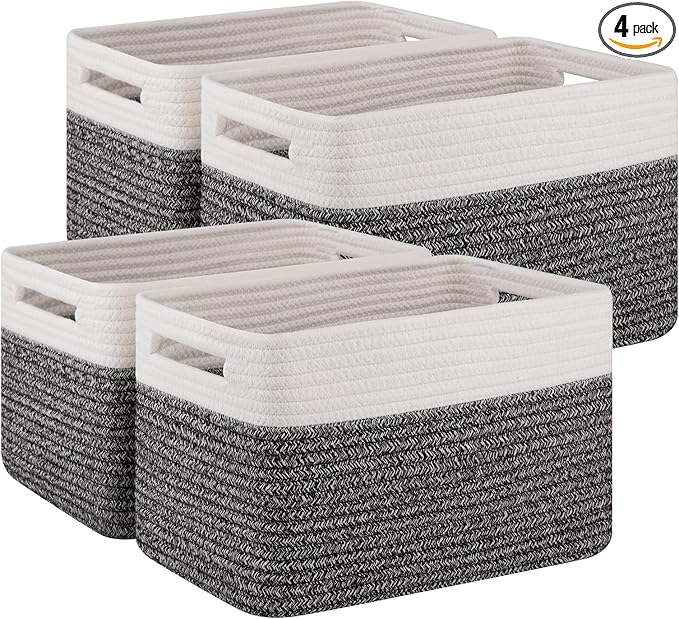 4 Pack Storage Baskets for Organizing, Woven Baskets for Shelves by SIXDOVE