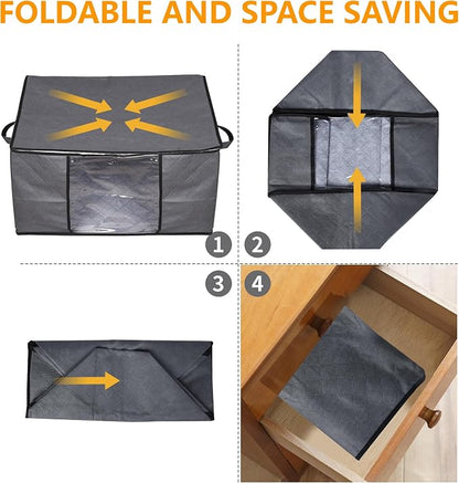 90L Large Blanket Storage Bags, 8 Pack Clothes Storage Bag Comforter Storage Bin - Image 8