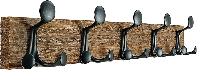 SKOLOO 24-Inch Wood Burnt Coat Rack Wall Mount by SKOLOO
