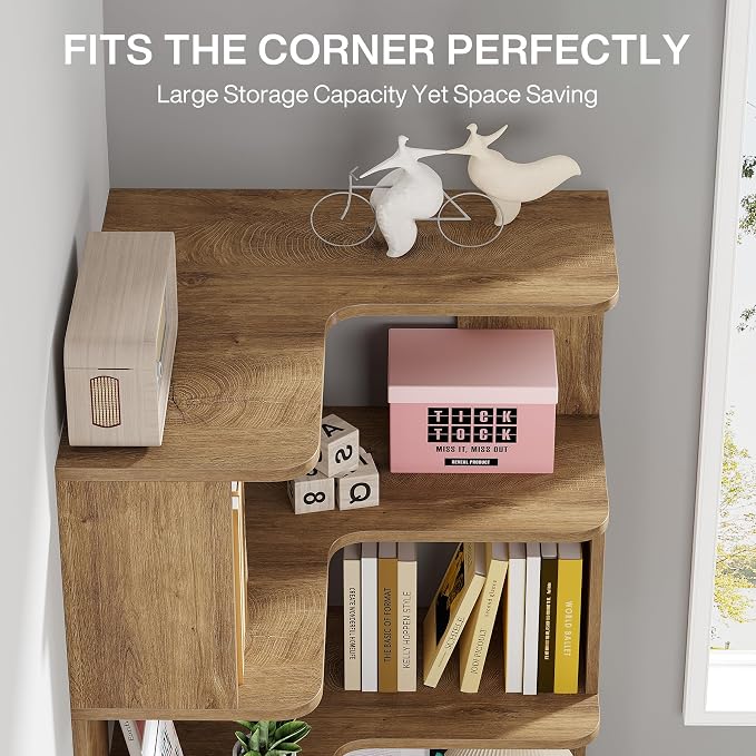 Tribesigns 6 Tier Corner Bookshelf, 64.9 Inches Tall L Shaped Bookcase - Image 7