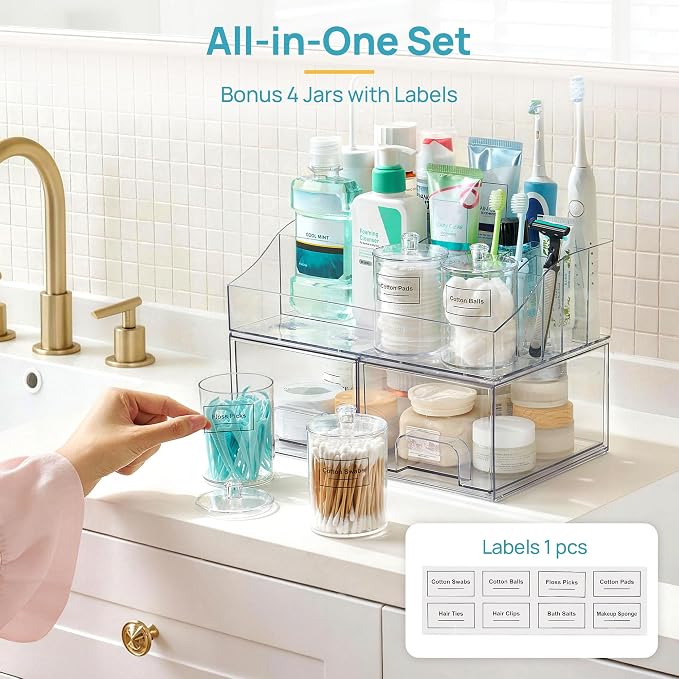 Vtopmart 7 PCS Bathroom Countertop Organizer, 1 Divided Tray - Image 5