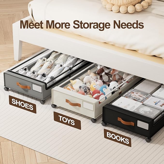 LAMU Under Bed Storage with Wheels, 2 Pack Under Bed Storage Containers with - Image 6
