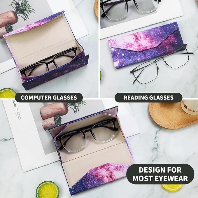 Foldable Glasses Case, Magnetic PU Leahter Sunglasses Case, Cute Hard Shell - Image 2