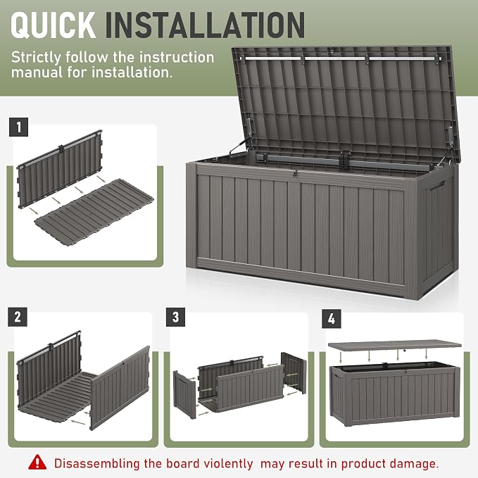Outdoor Storage Box, Resin Deck Boxes Indoor and outdoor, Waterproof Storage - Image 7