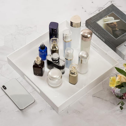 Glossy White Sturdy Acrylic Serving Tray - Image 6