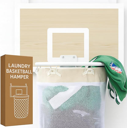 ActiveJoy – Basketball Laundry Hamper – Wooden Backboard & Mesh Hoop Laundry by Activejoybyblissbolt