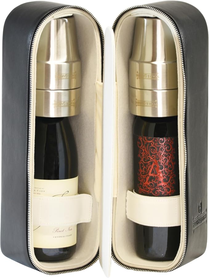 POUR & GARNISH Bourbon, Whiskey & Wine Double Bottle Travel Bag – Vegan Leather - Image 6