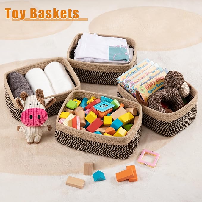 OIAHOMY 4 Pack Storage Baskets for Organizing, Small Bins for Shelves, Cute - Image 4