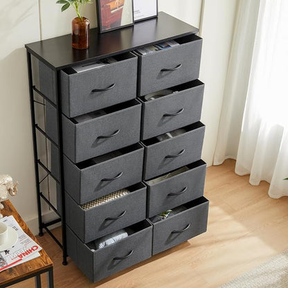 DUMOS 10 Drawer Dresser for Bedroom, Storage Organizer Chest of Drawers | Wide - Image 7