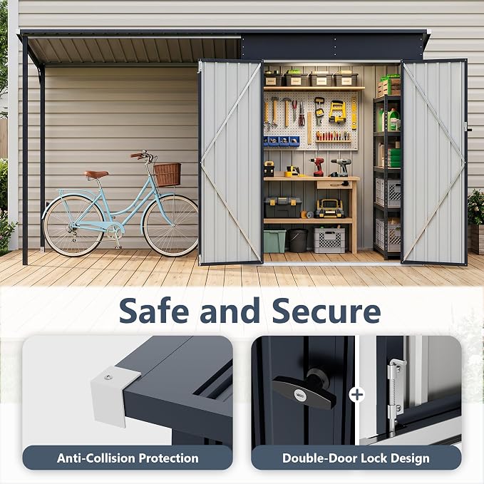 Polar Aurora 12×4 FT Outdoor Storage Shed & Hardtop Gazebo Combo, 6x4 FT Small - Image 4