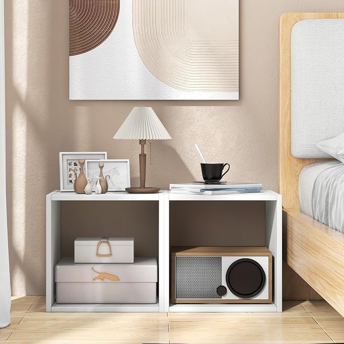 2 Stackable Cubes Bookcase, Wooden Cubby Storage Organizer - Image 8