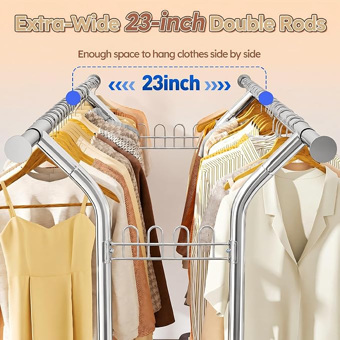 GRANNY SAYS Heavy Duty Clothes Rack Rolling Clothing Racks - Image 4