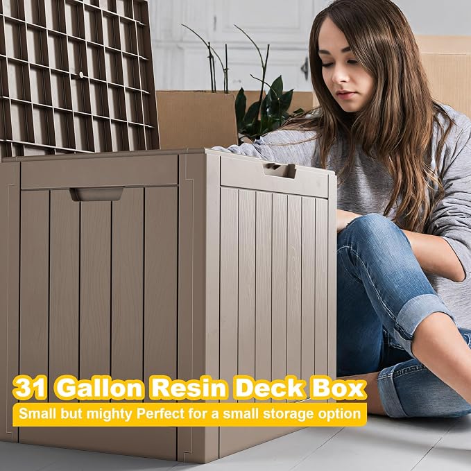 PatioZen 30 Gallon Deck Box, Resin Outdoor Storage Box - Image 2